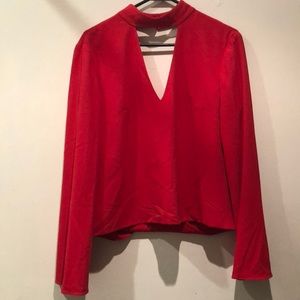 Intermix Red V neck choker blouse